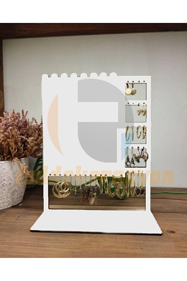 Tsd Decoration White Wooden Jewelry/Necklace/Earring Stand