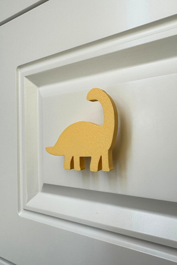 Yellow Dino 3 Cabinet Handle -Modern, Cute and Durable Furniture Handle for Children's Room, Kitchen and Bathroom