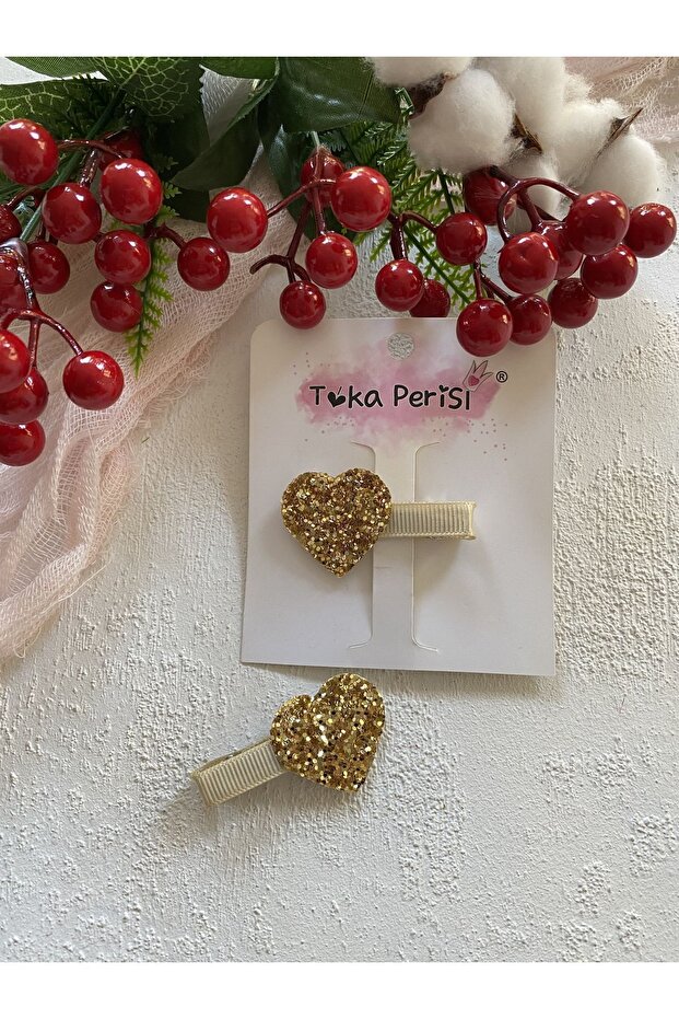 Baby Gold Gold Glitter Sparkling Heart Clip Buckle