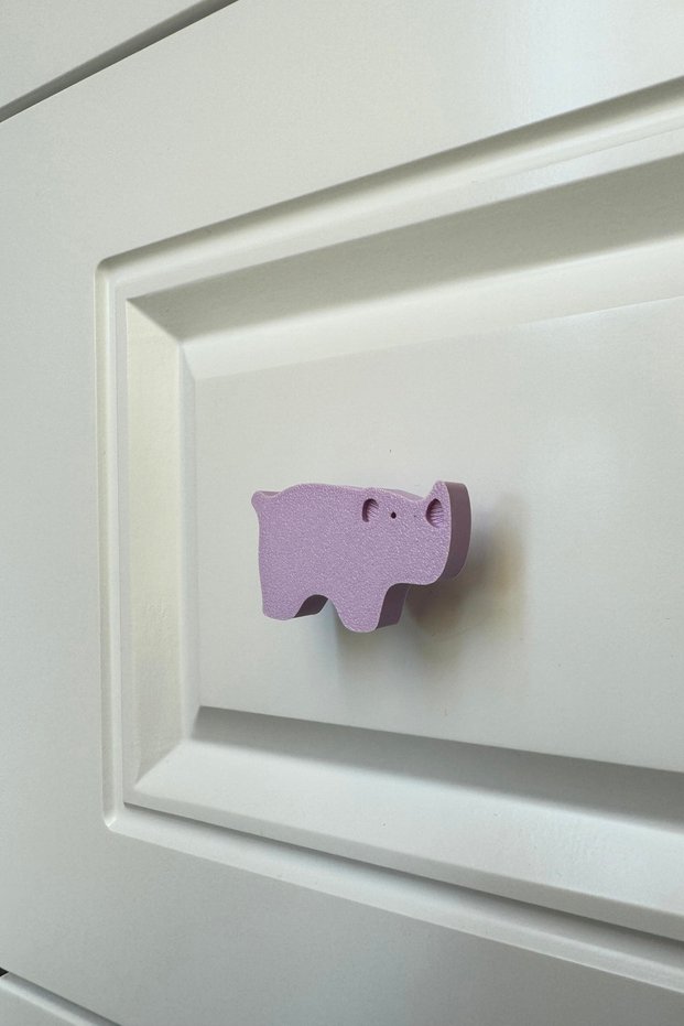 Purple Rhino Cabinet Handle - Cute Furniture Handle for Kids Room, Kitchen and Bathroom,
