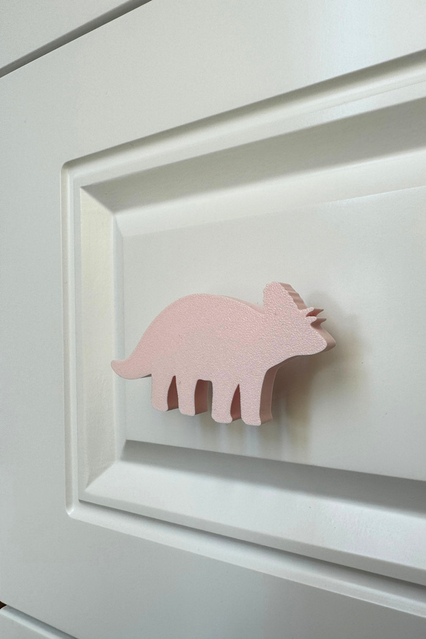 Pink Dino 6 Cabinet Handle - Modern and Cute Furniture Handle for Children's Room, Kitchen and Bathroom
