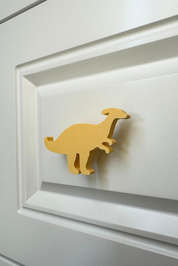 Yellow Dino2 Cabinet Handle - Modern, Cute and Durable Furniture Handle for Children's Room, Kitchen and Bathroom
