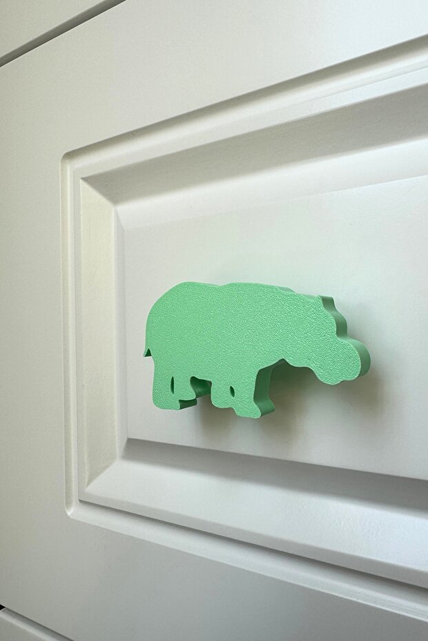 Green Hippopotamus Cabinet Handle - Modern and Durable Furniture Handle for Children's Room, Kitchen and Bathroom