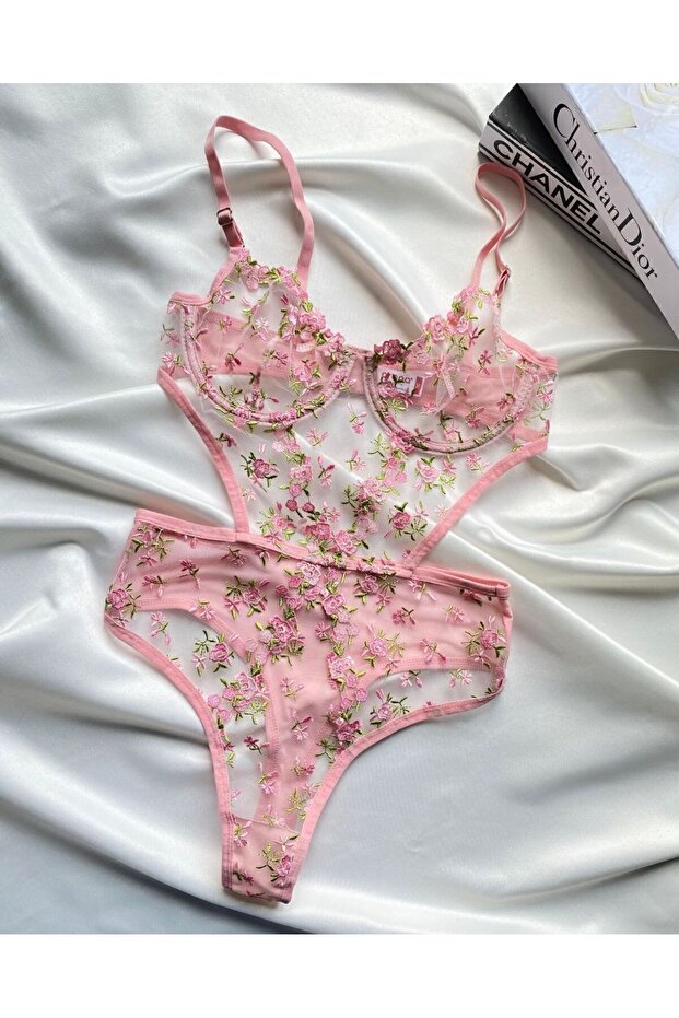 Çiçekli pembe bodysuit - 2