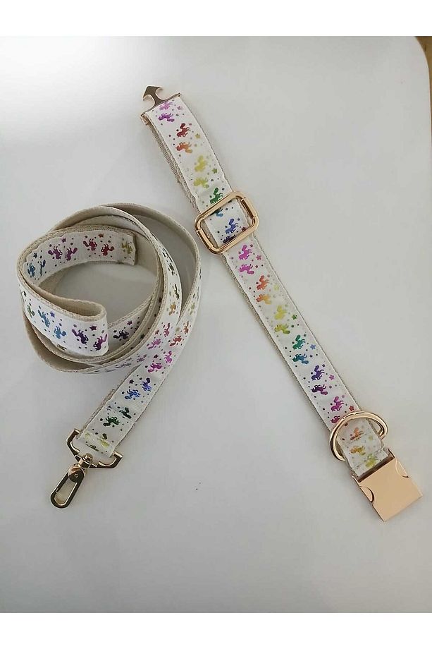 Unicorn Tasma Ve Gezdirme Kayışı Set. Ayarlanabilir Ebatta Köpek Tasması. Eni 2.5 Cm 4 RENK ŞEÇENEĞİ - 3