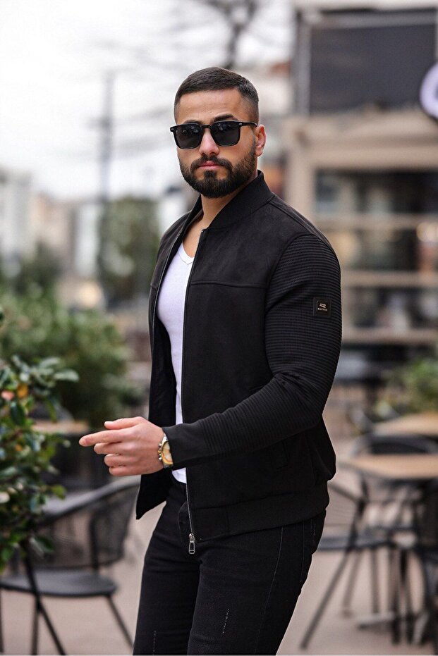 Kolej Bomber Triko Kol Süet Ceket - 2