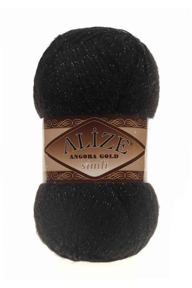 Angora Gold Simli El Örgü Ipi Siyah 060 - 1