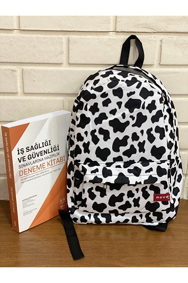 حقيبة ظهر مدرسية مطبوعة بنمط بقرة - 4