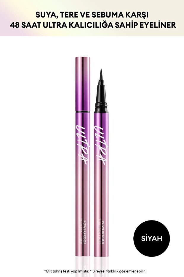 Ultra Powerful Water and Sweat Oil Resistant Lasting Eyeliner for up to 48 Hours - Thin Pen Liner (Black)