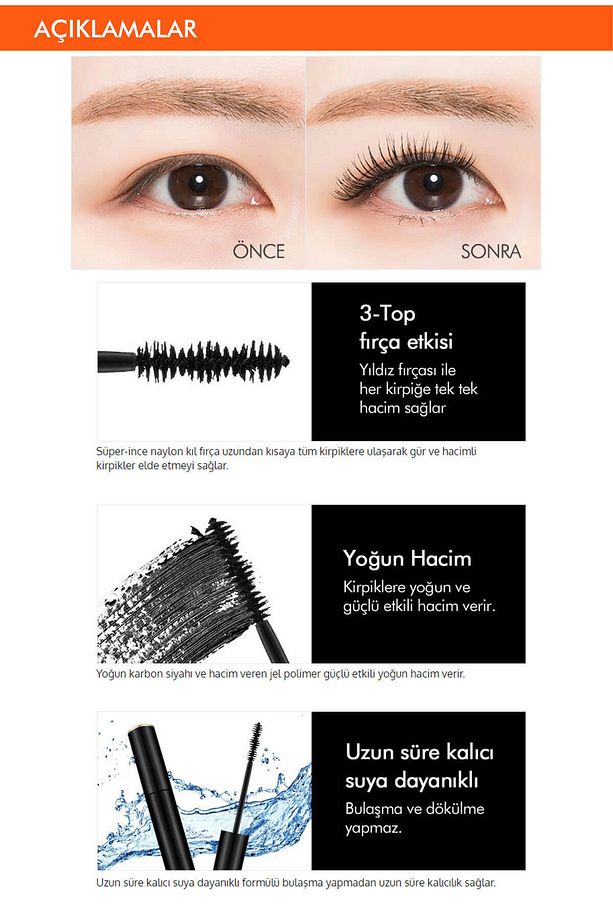 Suya Dayanıklı, Yoğun Hacim Veren Maskara Mega Volume Mascara (DEEP VOLUME) - 2