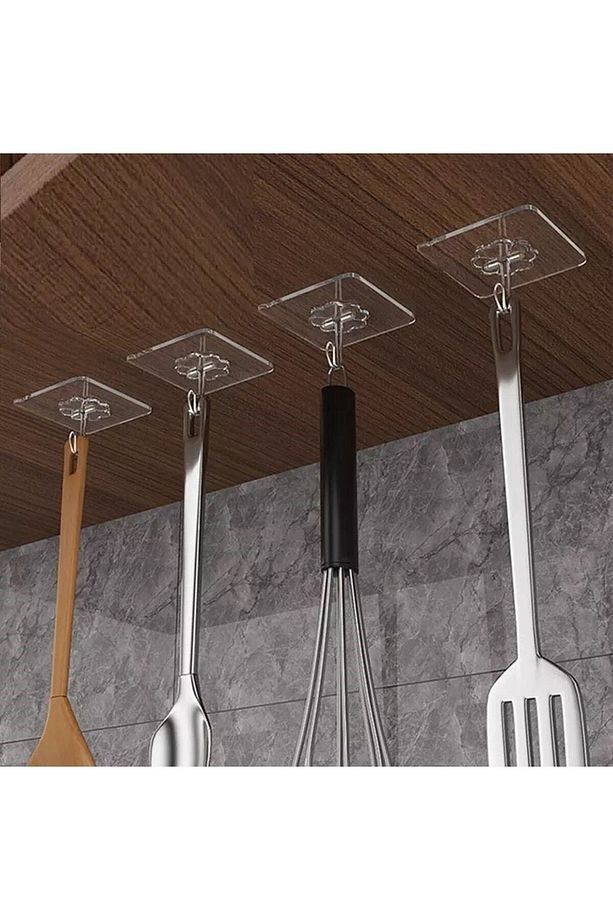 Kendinden Yapışkanlı Kancalı Mutfak Banyo Askısı Şeffaf 5 Adet - 2