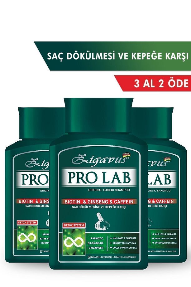 Pro Lab Şampuan 300 ml 3 Al 2 Öde - Sarımsak, Kafein, Biotin, Ginseng Özlü 8699349130770 - 1