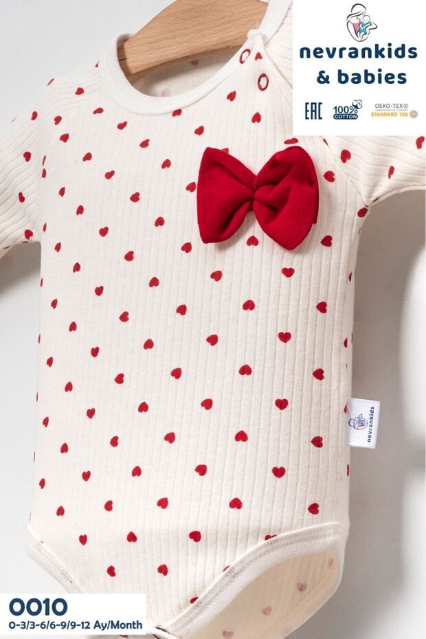 Heart Pattern 3’lü Yenidoğan Kız Bebek Hastane Çıkışı Seti - 4