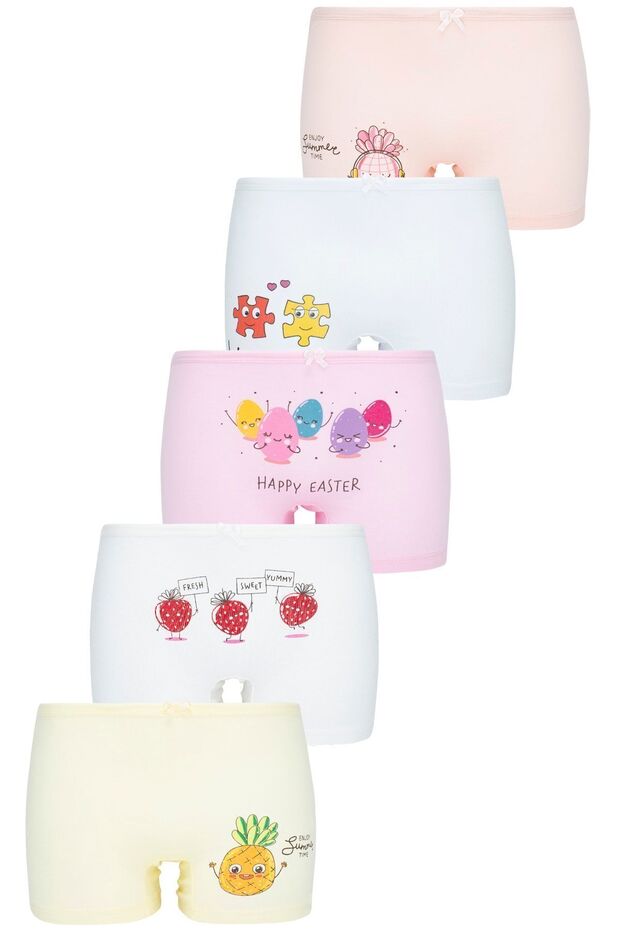Girl's Colorful Printed 5 Pack Boxers