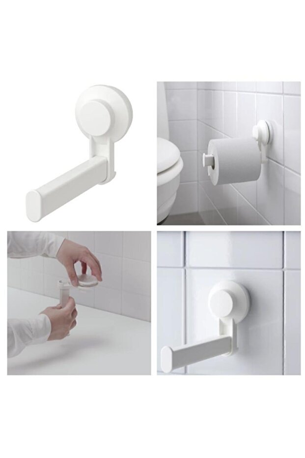 Tısken Bathroom Toilet Roll Holder with Suction Cup 15 Cm