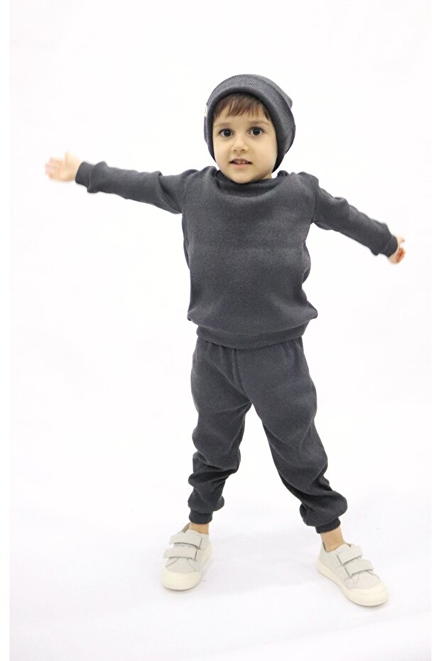 Antracit melange – füstölt vezetékes uniszex baba és gyerek 3 részes készlet/készlet - 3