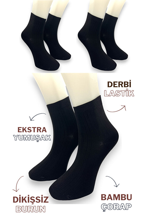 Socks Premium 3 Pairs Men's Derbi - Tennis Black Bamboo Seamless Socks