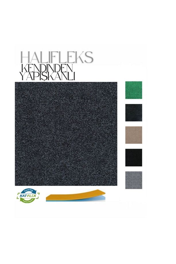Halıflex Kendinden Yapışkanlı Duvardan Duvara Antrasit Halıfleks Rip Halı Keçe Zemin Kaplama - 1