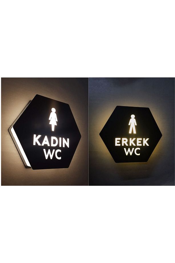 Honeycomb Serisi Işıklı Erkek Wc Ve Kadın Wc Yönlendirme Seti - 1