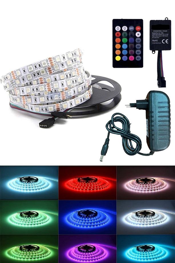 3 Çipli Rgb Şerit Led Tak Çalıştır Animasyonlu 5 Metre 4040 Smd - 3