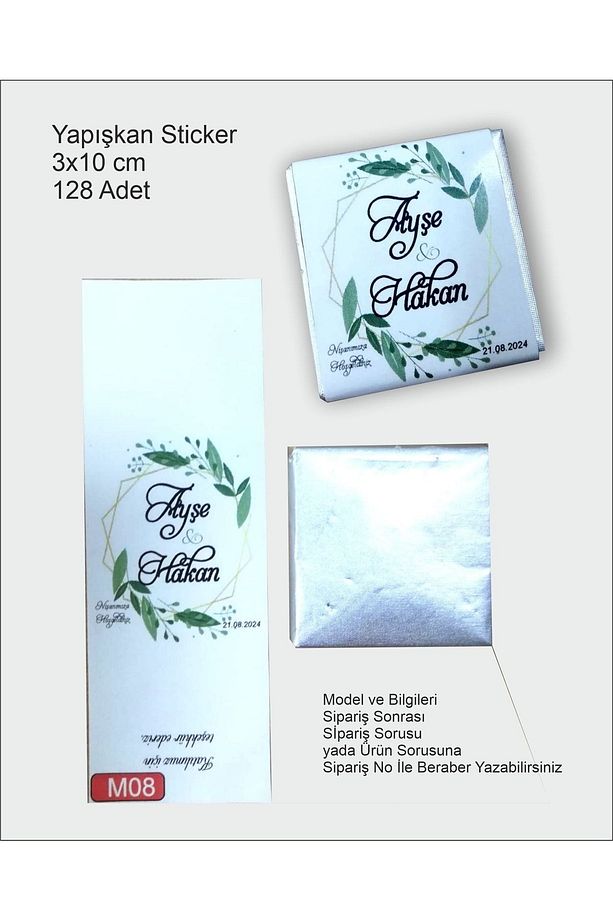 Çikolata Madlen Çikolata Sargı Etiketi 128 Adet Yapışkanlı Söz Nişan Doğum Günü 1 Yaş - 4