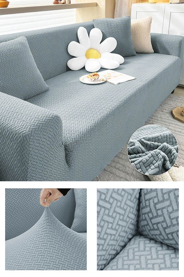 Tuğla Desen 3 Kişilik Lastikli Kanepe Örtüsü | Lastikli Koltuk Örtüsü | Koltuk Kılıfı - 1