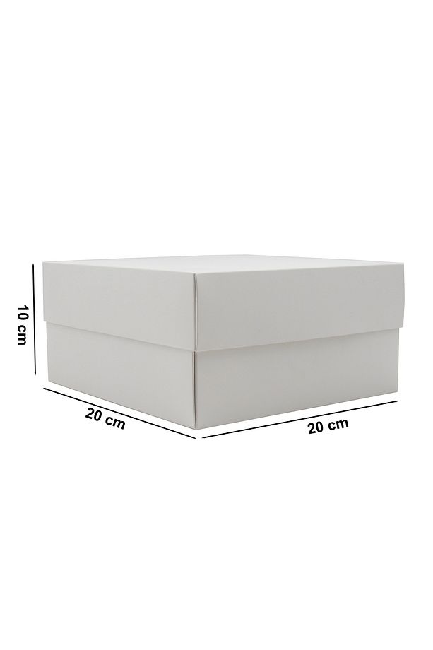 20x20 Beyaz Boş Hediye Kutusu 1 Adet - 5