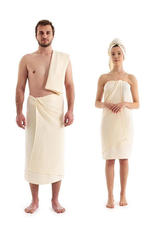 Ecru Muslin Bath Towel Set - Soft & Highly Water Absorbent Bath Towel - 100% Cotton
