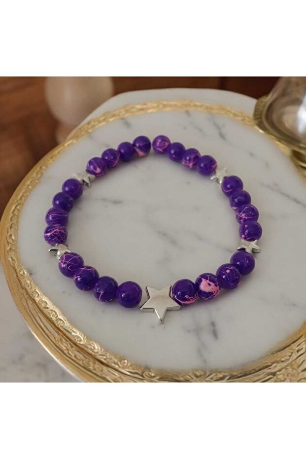 Metal Star Figured Glass Beads Bracelet