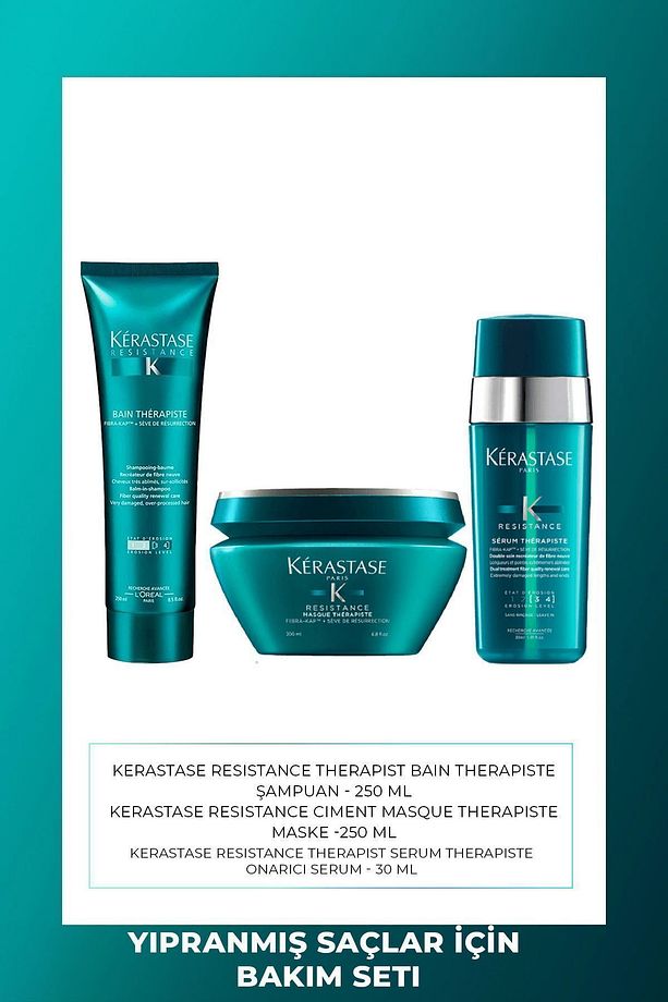 Kérastase Resistance Therapiste Aşırı Yıpranmış Saçlar İçin Şampuan 250ML+MASKE 200ML+SERUM 30ML - 1