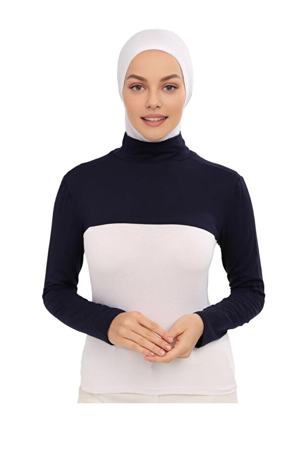 Neck-Collar Bolero with Sleeves in Navy Blue