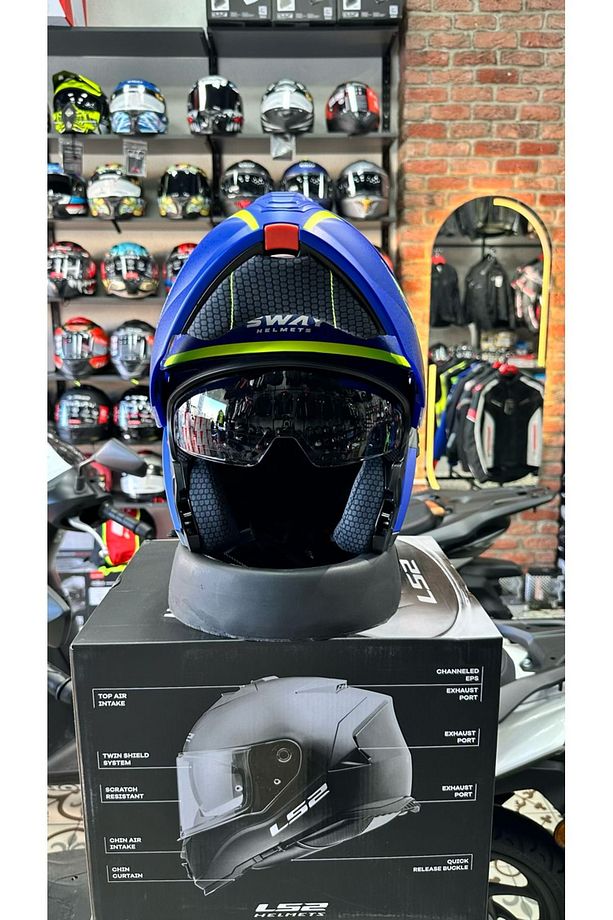 SW 917 STARS Matt Blue Black Çene Açılır Kask - 2
