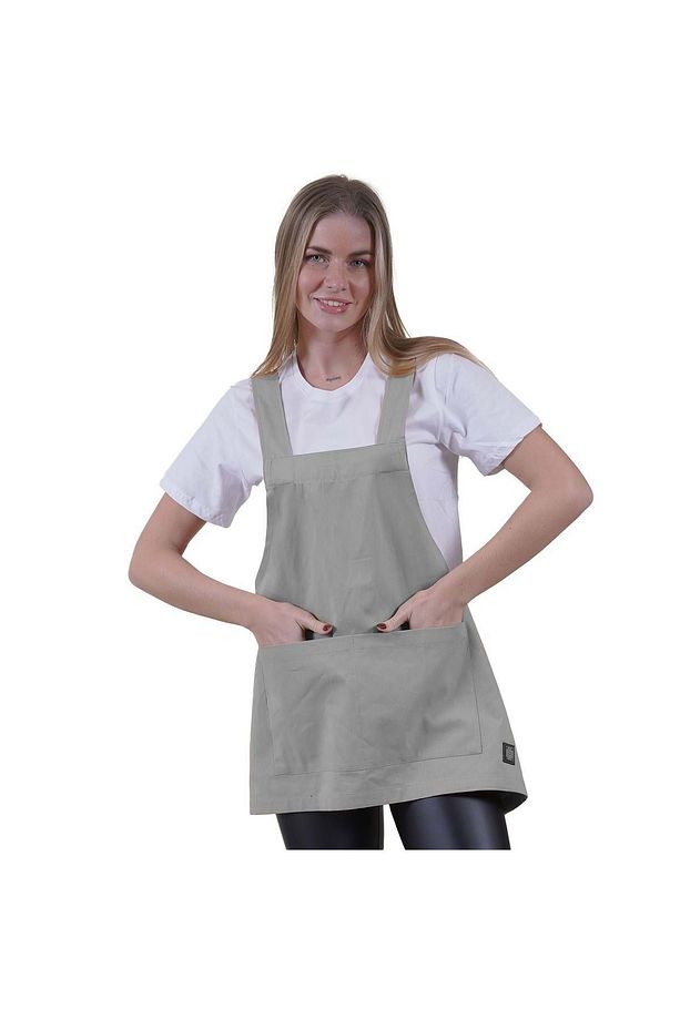 Gri Çift Cepli Basic Çok Amaçlı Önlük Apron Şef Barista Ressam İşçi  Mutfak Önlüğü - 6