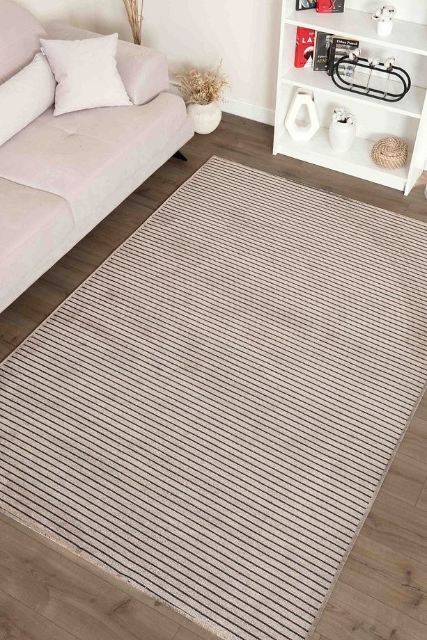 Moreno Viskon Dokuma Halı Kaymaz Taban Yıkanabilir Açık Vizon Salon Halısı 1284 - 6