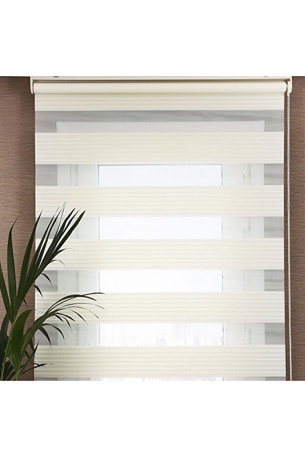 Krem Pliseli Stor Zebra Perde Oygusuz - 1