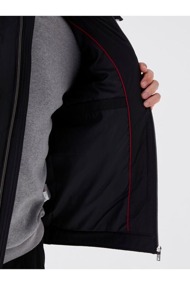 Kurtka puchowa męska - standardowy krój, kołnierz stójka - 4