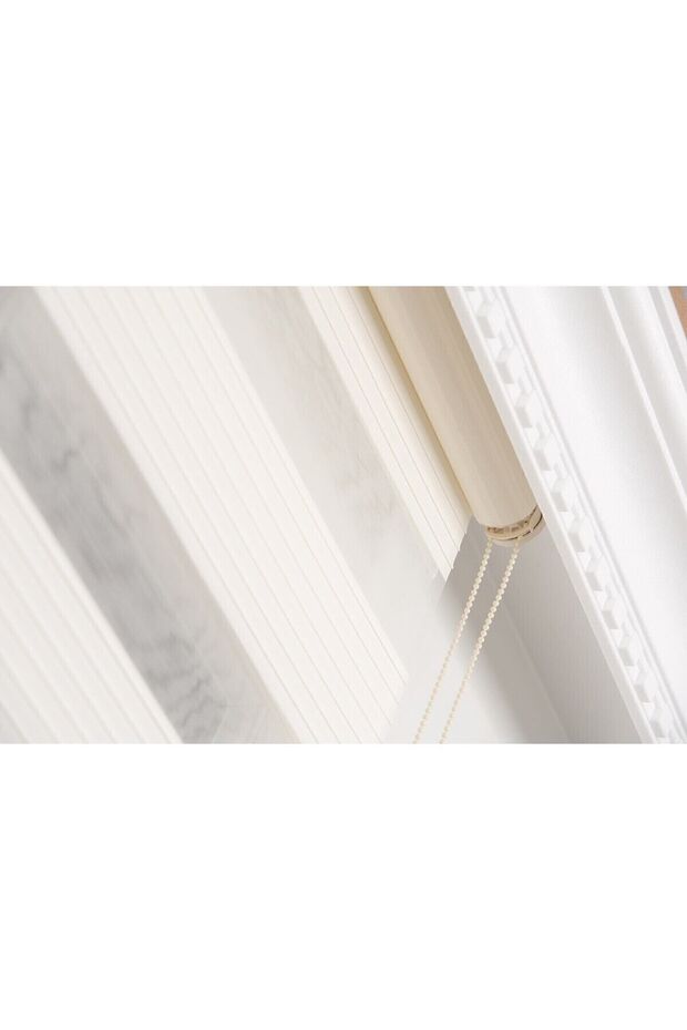 Perdehanem Geniş Plise Zebra Perde Krem - 5