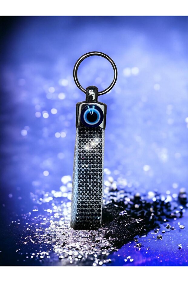 Gift Smoked Stone Charm Ribbon Keychain