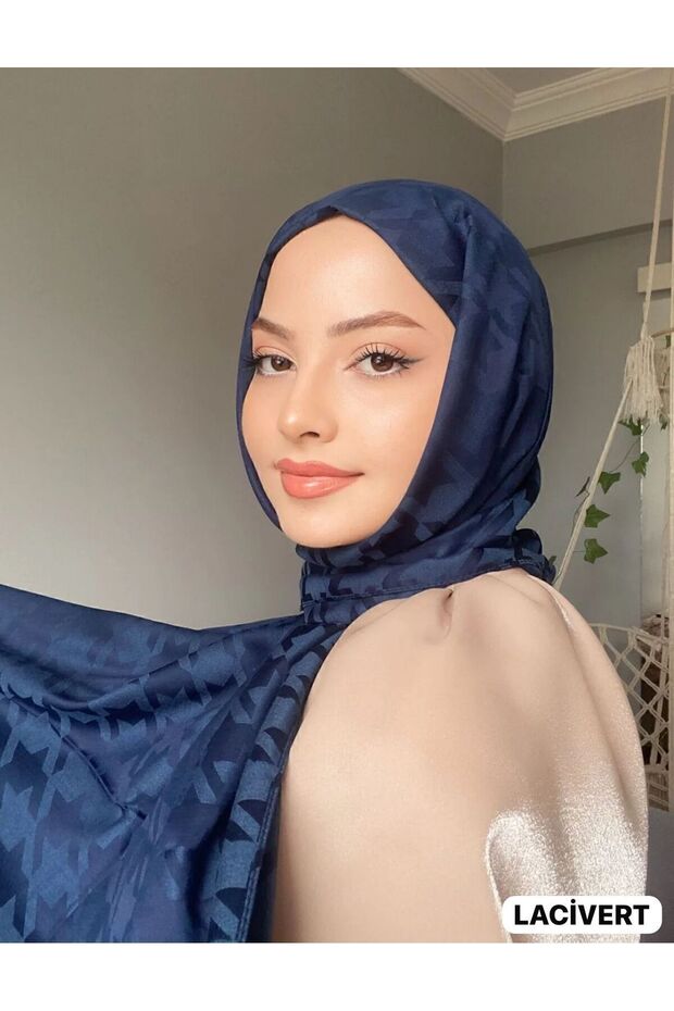 شال جاكار منقوش بنقش مربعات - 1