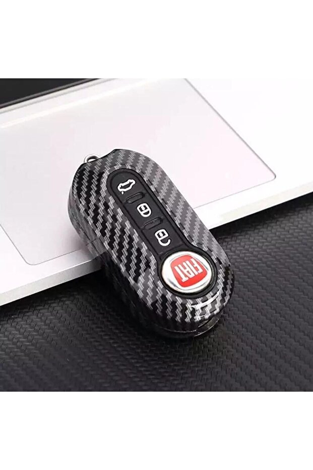 Fiat-doblo-fiorino-punto-bravo-500-ducato-panda Black Carbon Key Case (3 BUTTONS)