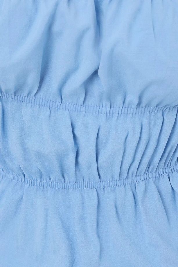 Kare Yaka Kısa Kollu Peplum Üst - 5