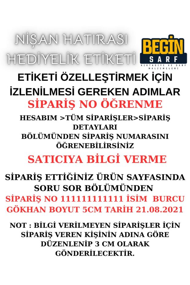 3 CM 4 CM 5 CM 6 CM NİŞAN HATIRASI ETİKETİ KENDİNDEN YAPIŞKANLI KİŞİYE ÖZEL YUVARLAK 025 - 5