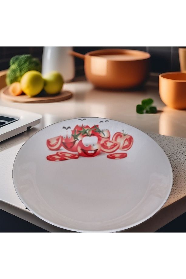 Diamont 2 adet 21 cm Dekorlu Çukur Tabak Salata Sunum Tabağı Servis Tabağı - 6