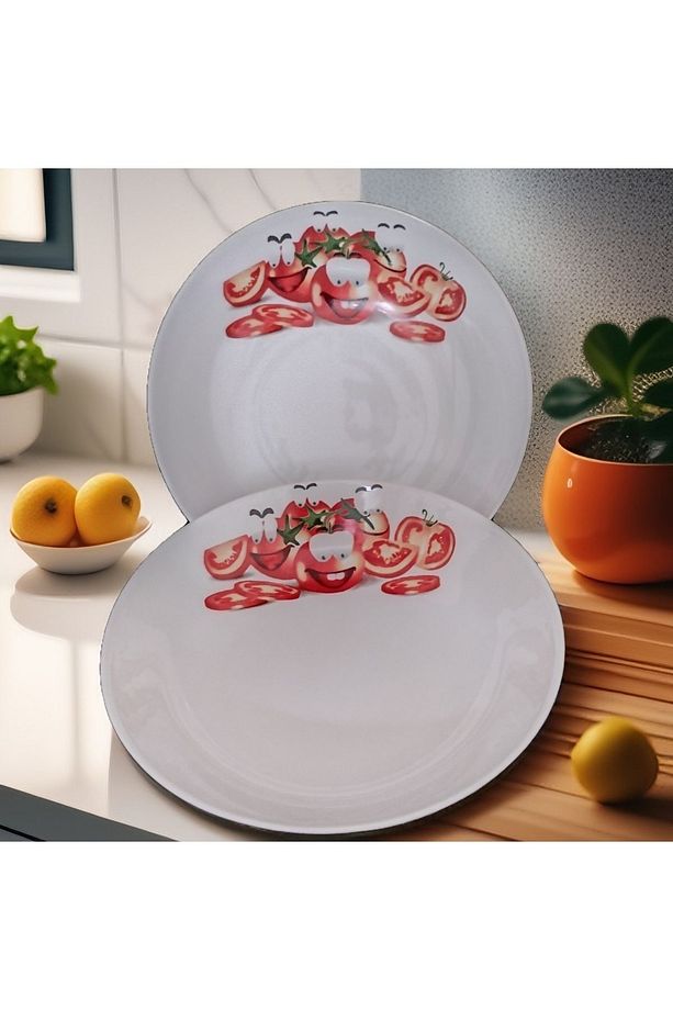 Diamont 2 adet 21 cm Dekorlu Çukur Tabak Salata Sunum Tabağı Servis Tabağı - 4