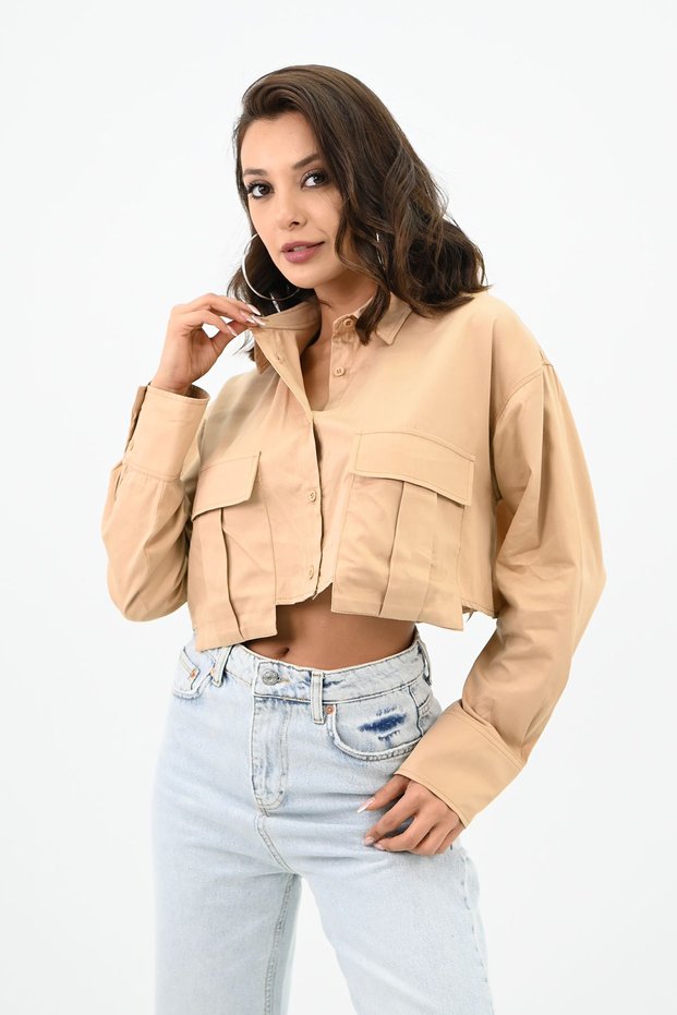 Women's Crop Pocket Detailed Shirt 1672-24