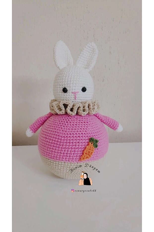 Amigurumi Knitted Pilgrim Not Lay Rabbit Playmate with Rattle
