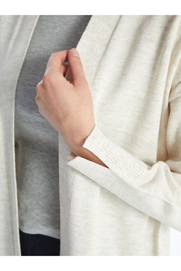 LCW Modest Şal Yaka Düz Uzun Kollu Kadın Triko Hırka (W4) - 5