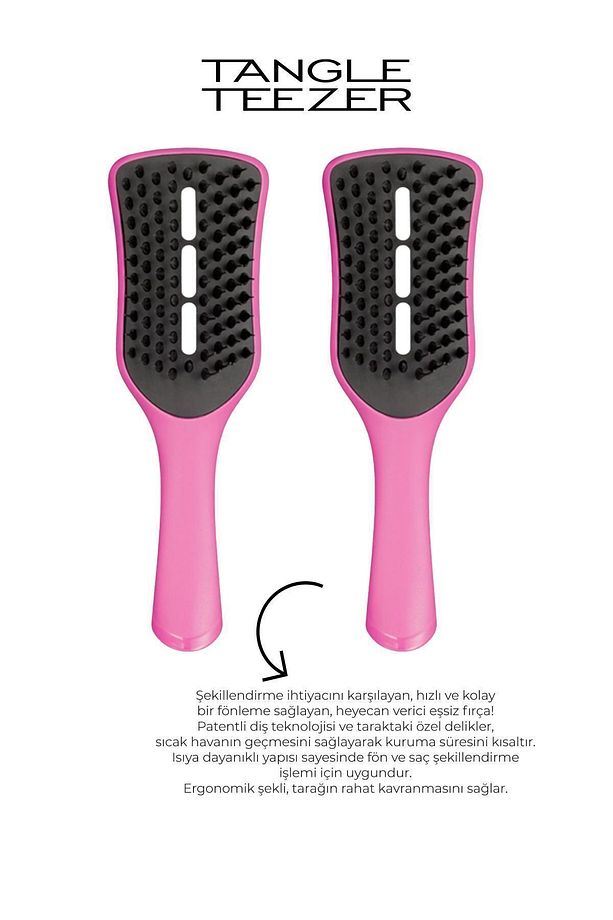 Easy Dry & Go Vented Shocking Cerise Pink Saç Ve Fön Fırçası 2 Adet - 1