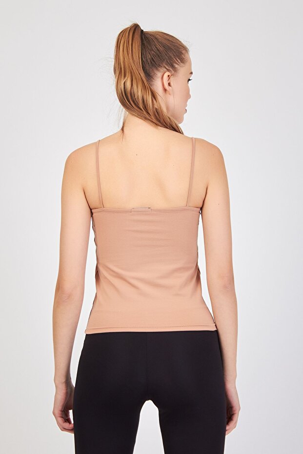 Camel Thin Thread Strap Blouse - 4
