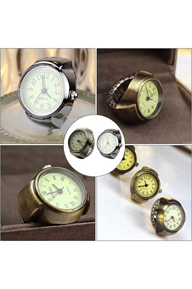 خاتم ساعة صغير بأرقام رومانية، ساعة إصبع، ساعة حلقة صغيرة - 6